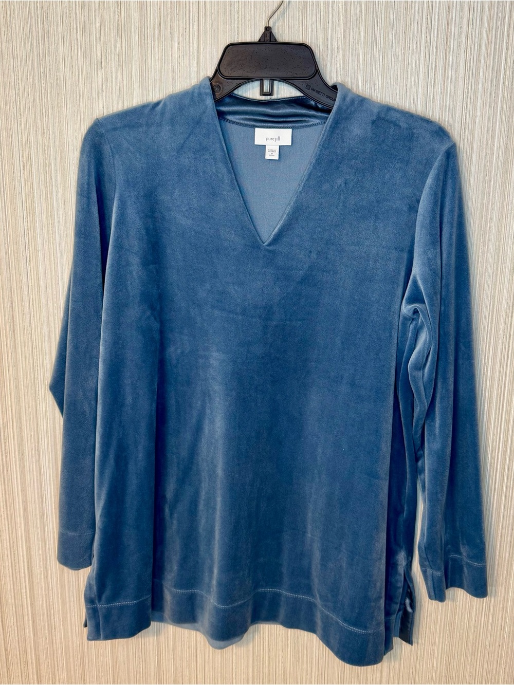 J. Jill Pure Jill Long Sleeve Velour Tunic Top Blue Medium Petite Comfy Soft